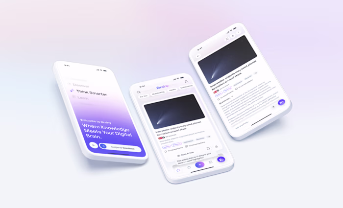 Clean and minimal UI for a smart learning and knowledge app....