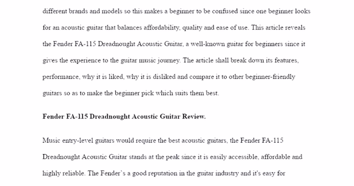 Fender FA-115 Dreadnought Acoustic Guitar Review