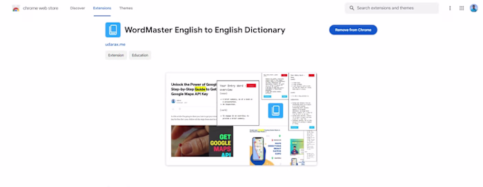 WordMaster English to English Dictionary Chrome Extension