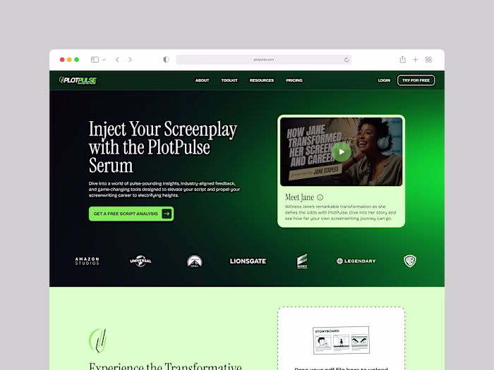 PlotPulse Landing Page Design