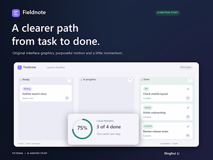 Fieldnote — Original SaaS UI Motion Study