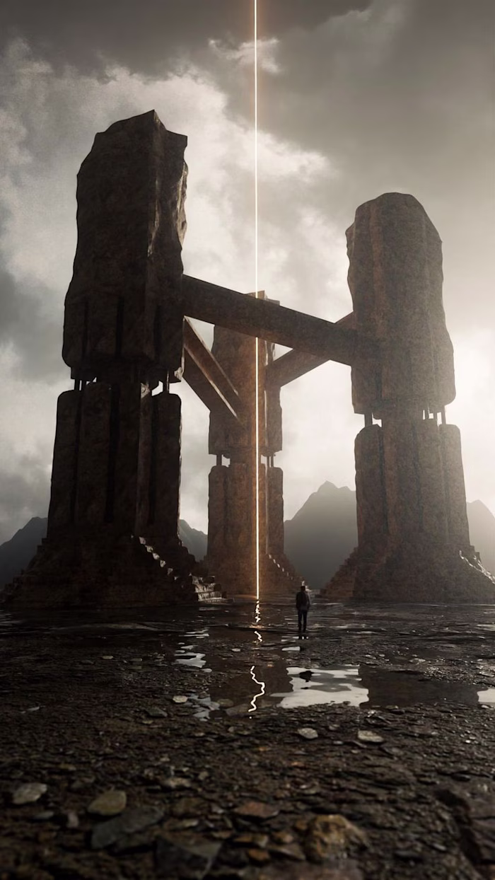 pillars of light - render made in blender 3D