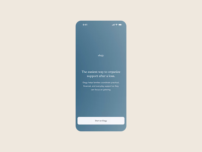 landing page for Elegy, shipped June 2026