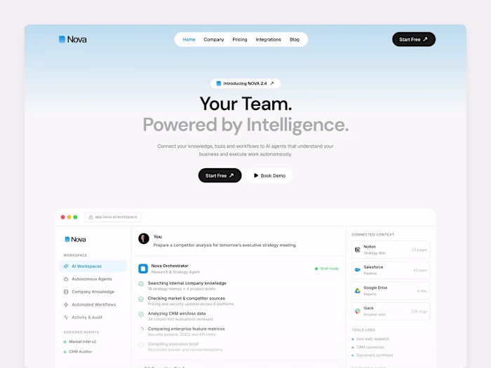 NovaOS: AI SaaS Website Template for Framer, Figma, Next.js