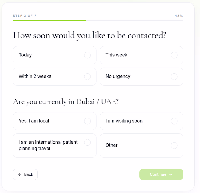 A multi-step patient intake and