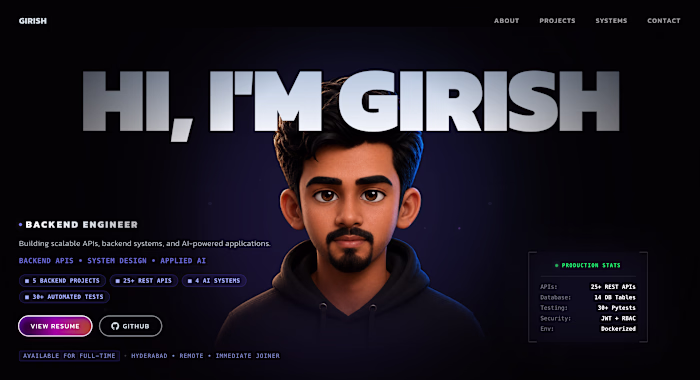 A personal developer portfolio website