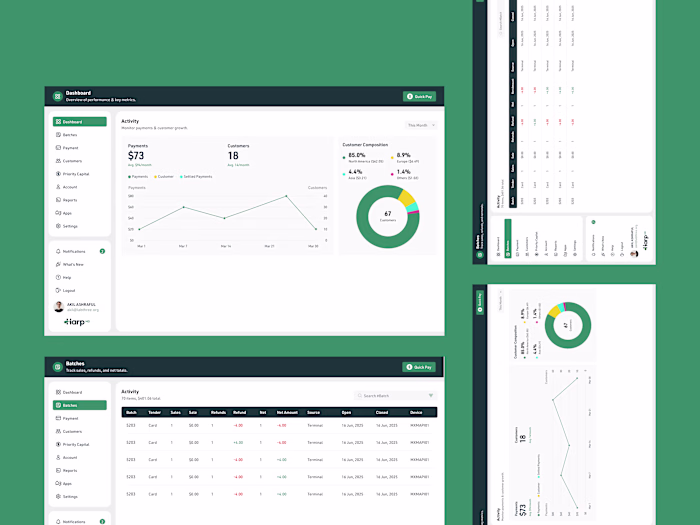 Modern Financial Dashboard with Transaction Batching
