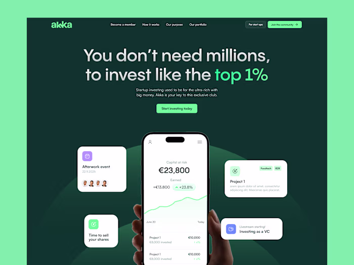 Web Design for Akka Investment Platform