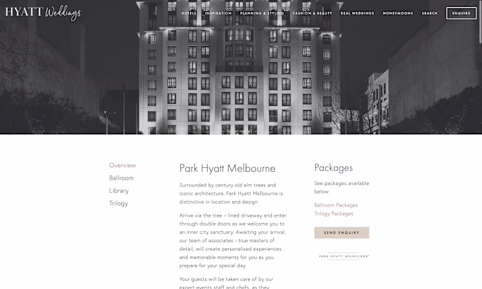 Hyatt Weddings | Website Design