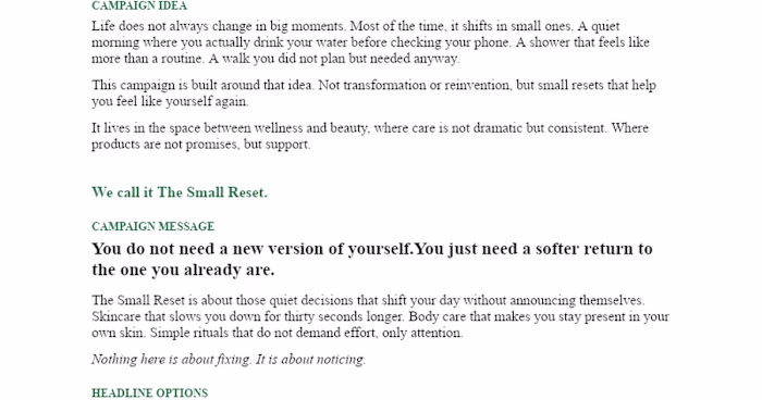 The Small Reset: Wellness & Beauty Campaign