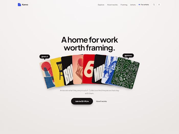 Kanvo | Art Marketplace Landing Page