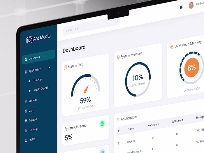 Ant Media - Redesign Enterprise Dashboard