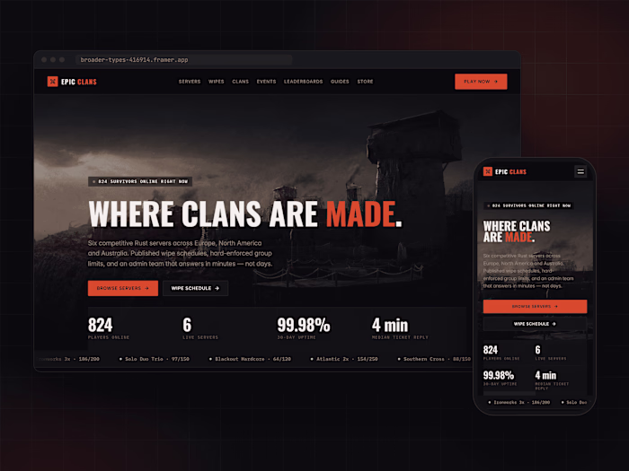 EPIC CLANS — concept site on 7 CMS collections