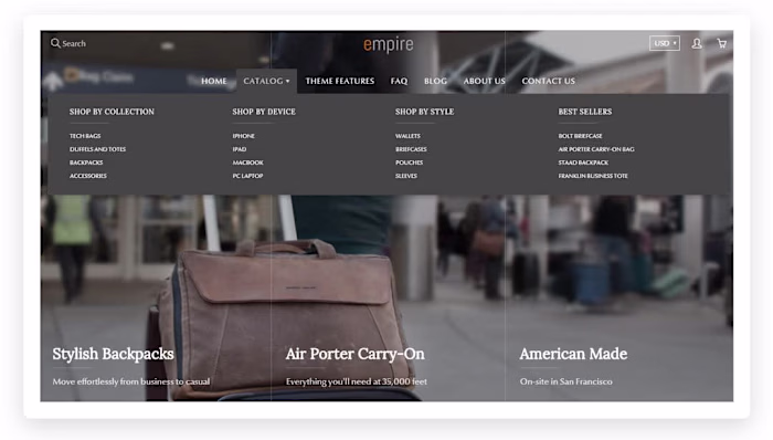 Intuitive Navigation for Empire Ecommerce Store