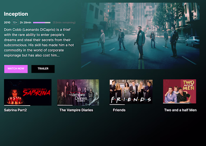 Tivid TV Web App design