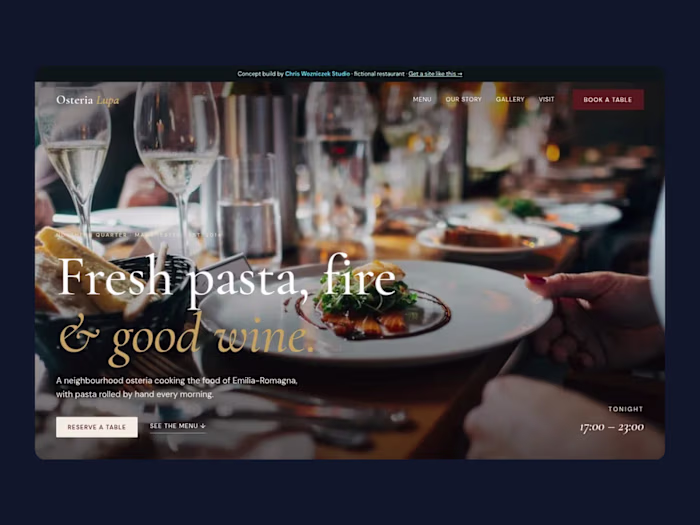 Osteria Lupa: restaurant website (example build)