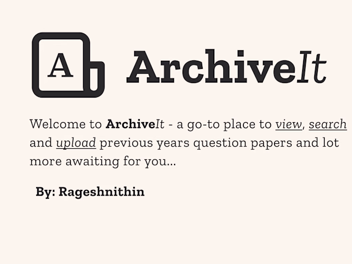 Archive It - Question Bank Website