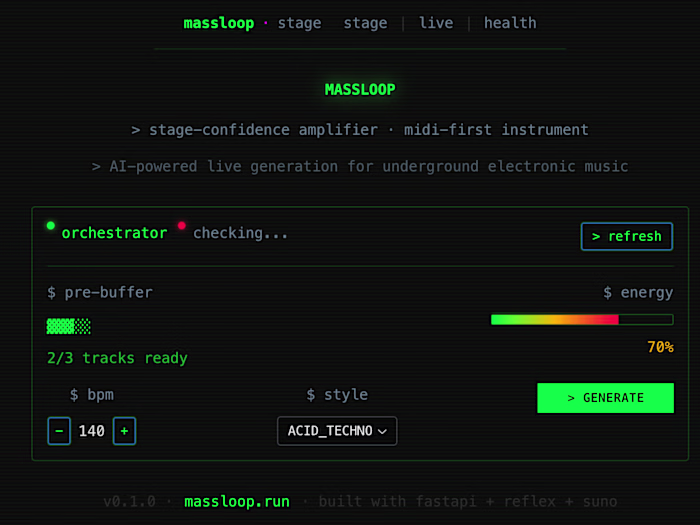 Massloop — AI-powered live DJ performance platform