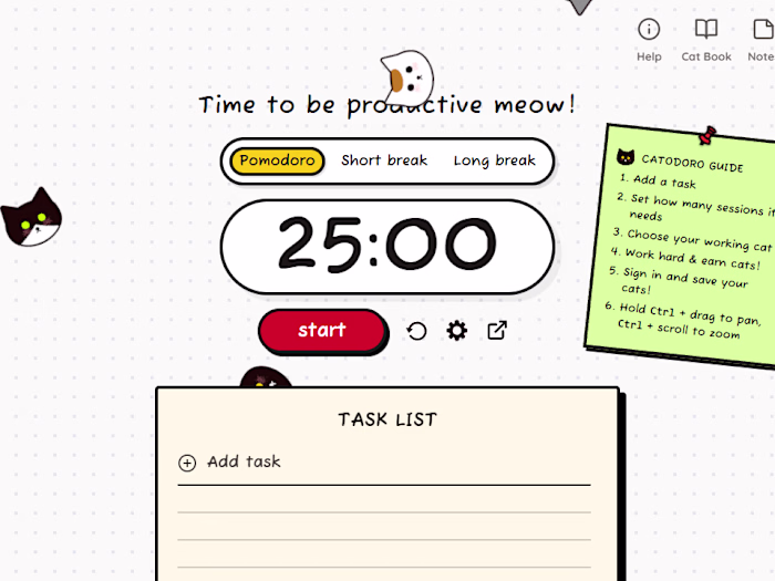 Custom cat themed Pomodoro timer