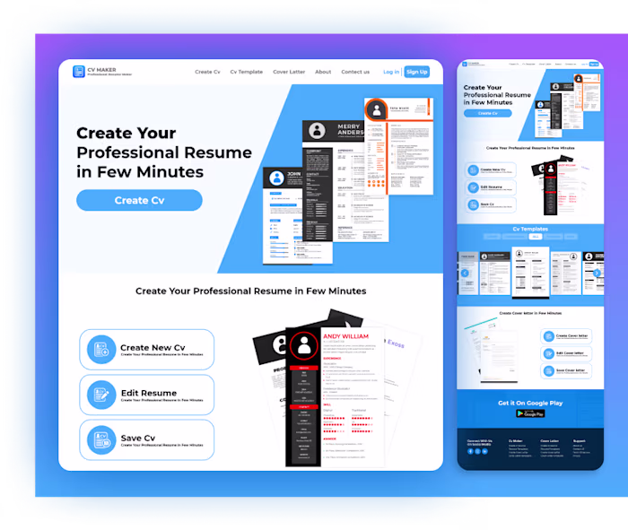 Cv Maker Website UI UX Design