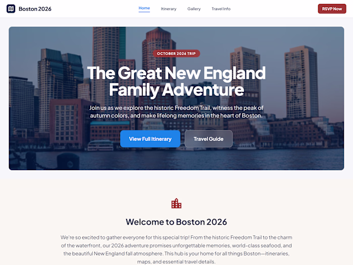 I made a clean and simple website for your Boston 2026 famil...