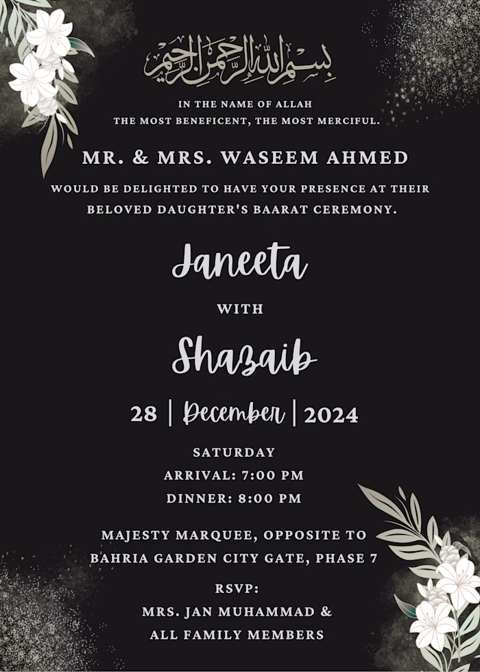 A custom digital wedding invitation
