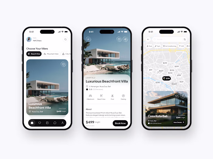 UI exploration design for hotel & villa booking apps