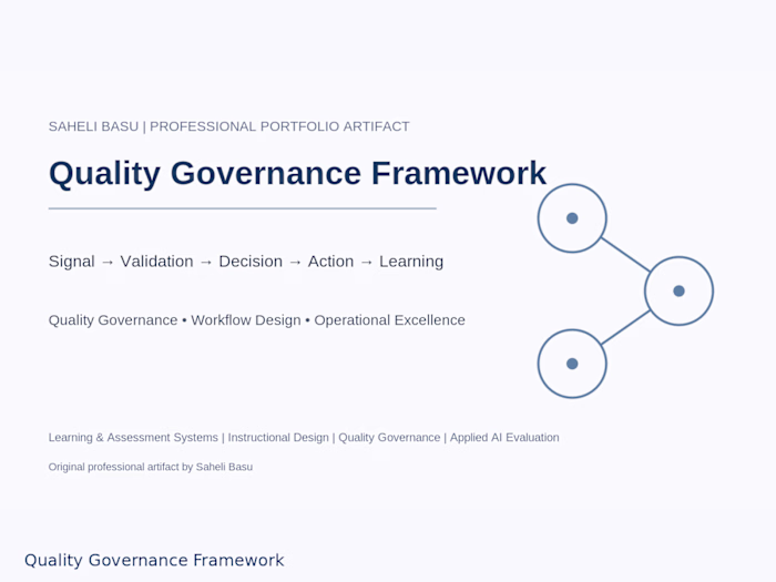 Designed a governance framework for