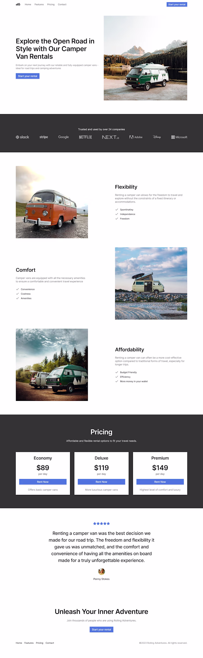 Rolling Adventures Landing Page