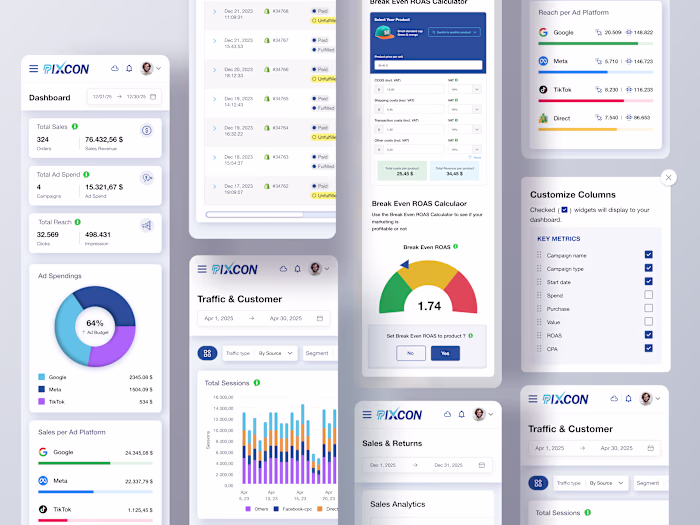 Mobile version of Ecommerce store analytics SaaS