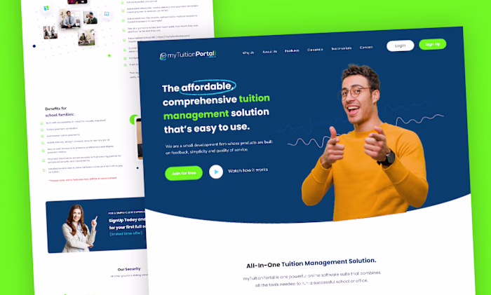#myTutionPortal - Landing Page design! Modern, clean, and co...