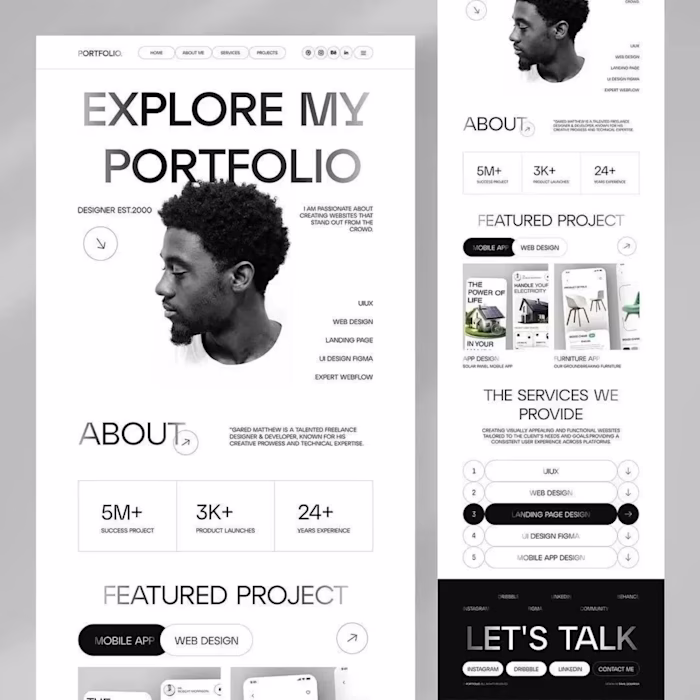 Professional Portfolio website landing page design