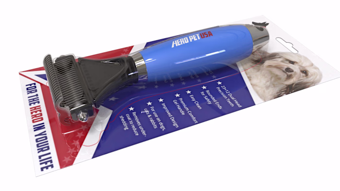 3d modeling and rendering of pet grooming brush