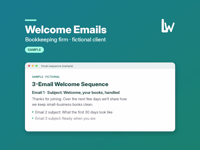 3-Email Welcome Sequence for a Bookkeeping Firm
