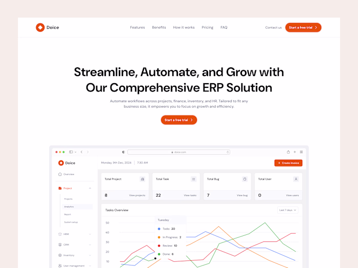 Doice ERP Landing Page - Framer Development