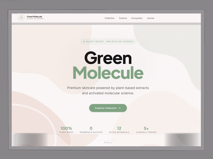 Green Molecule - Brand Identity & Skincare Website Concept