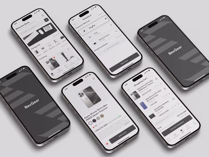 NexGear Mobile App UI Design