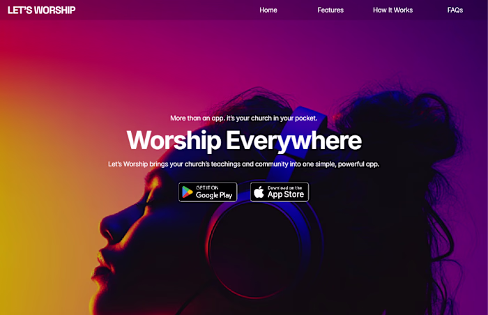 Let’s Worship App Landing Page Development