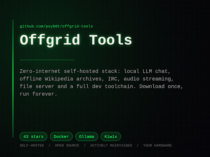Offgrid Tools - Zero-Internet Self-Hosted AI Stack