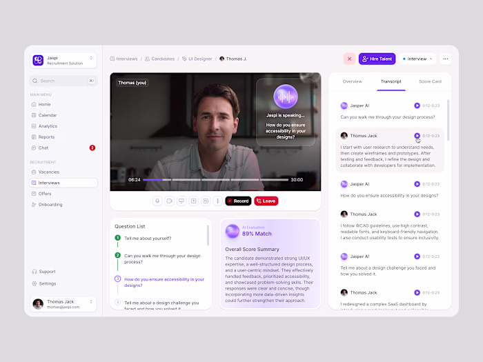 Jaspi - AI Recruitment Post Interview