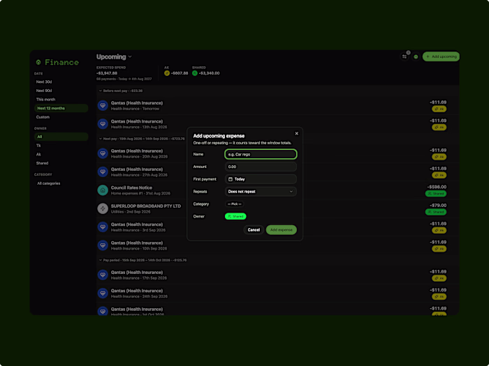 Personal finance dashboard — from