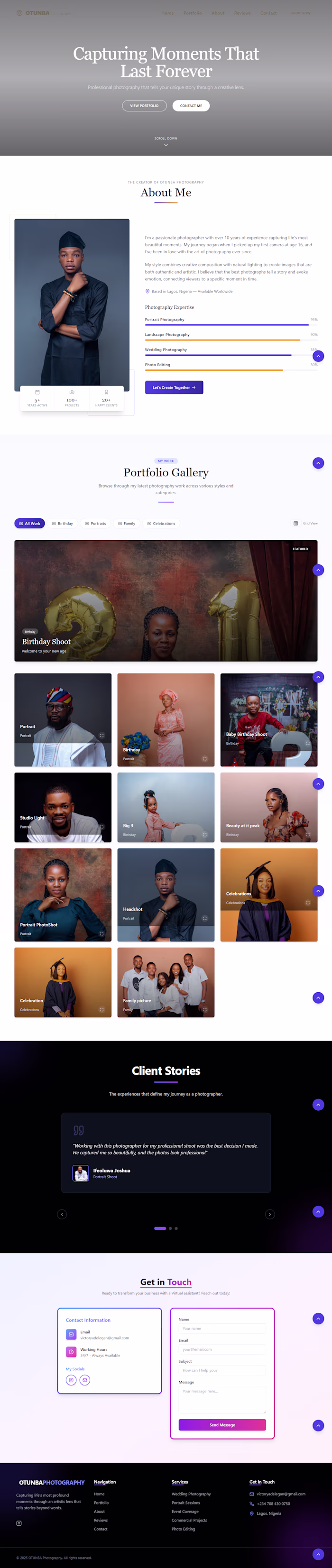 Responsive Portfolio Website for Photographer