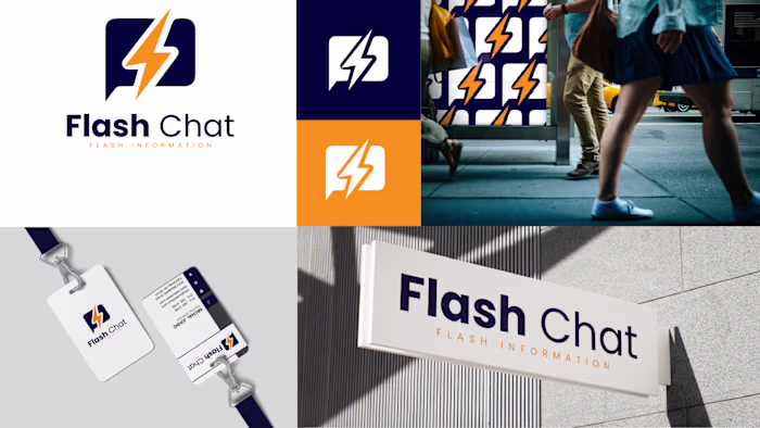 A bold, modern logo for Flash Chat—built for fast and seamle...