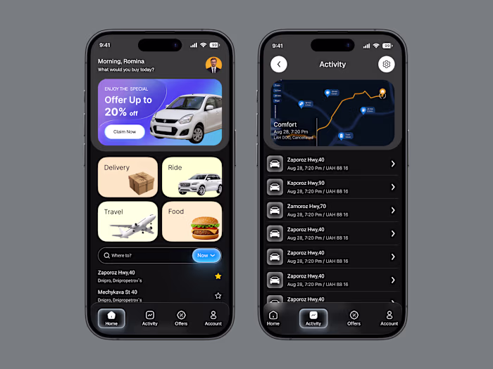 Ride & Delivery Booking Mobile App