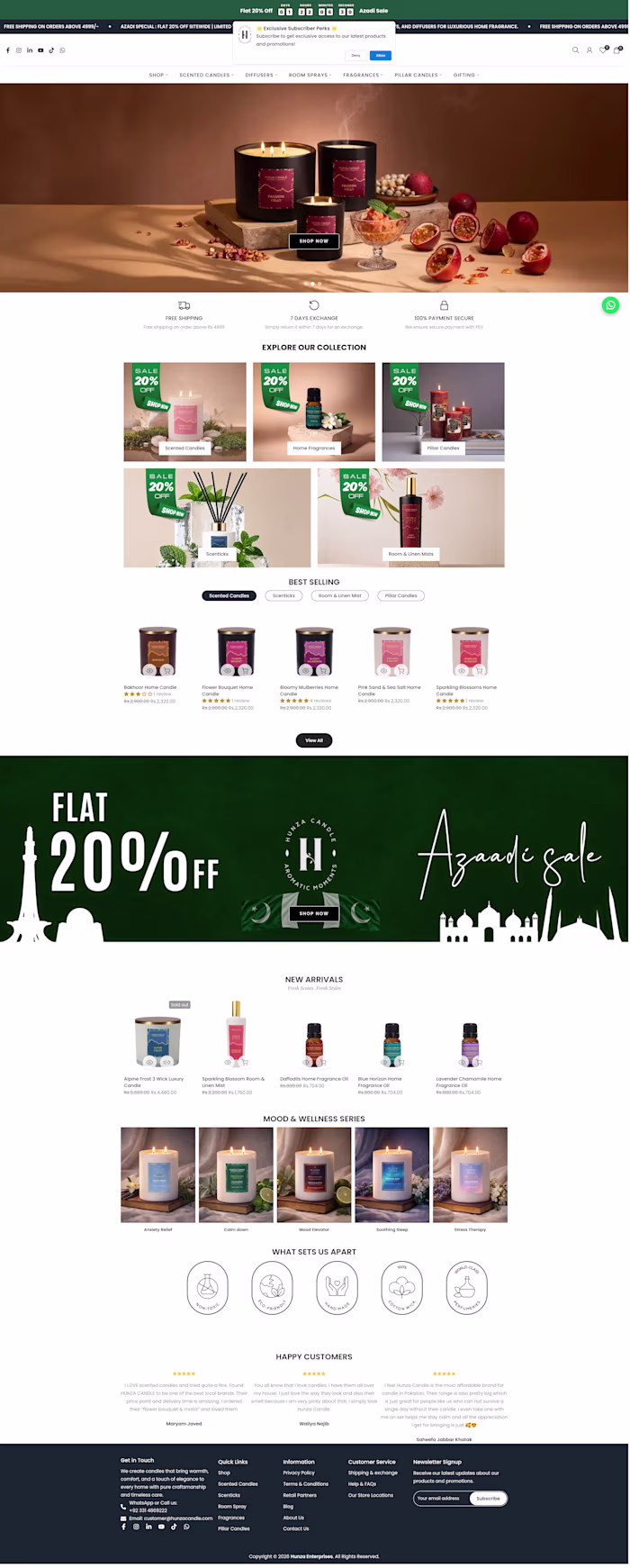 Hunza Candles E-Commerce Website Description
I