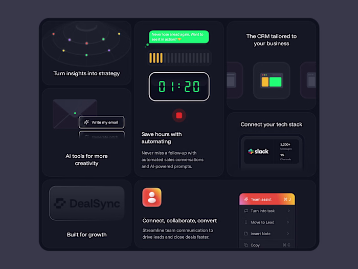 Bento Section for the DealSync CRM platform