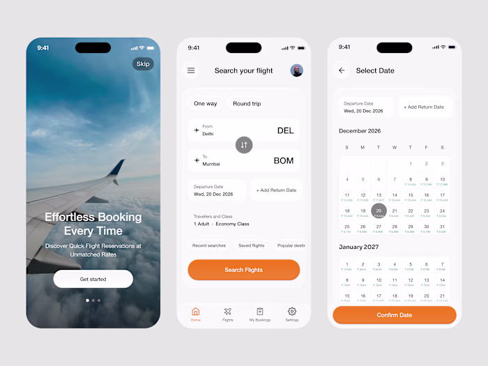 Flight Booking App Mobile UI/UX Design