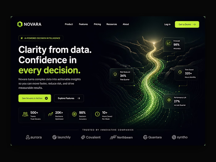 Novara landing page