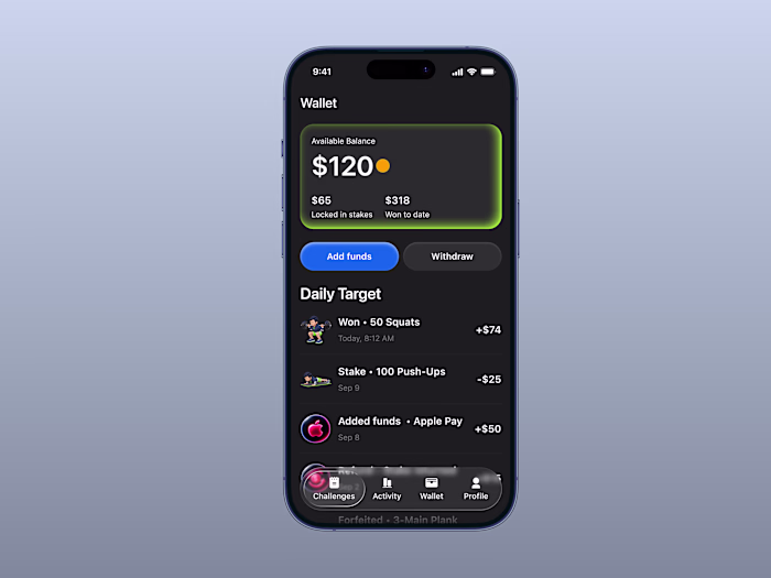 Fitness challenge app designed around workout goals and prog...