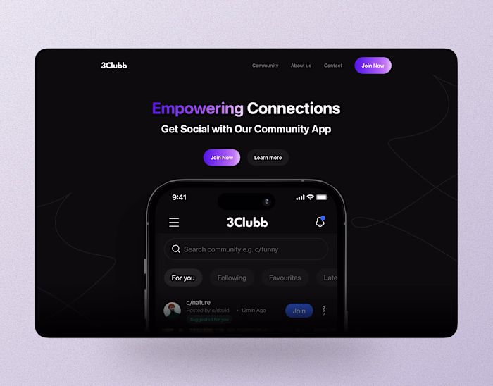 Community Web Design | 3Clubb | Fluid User Experience
